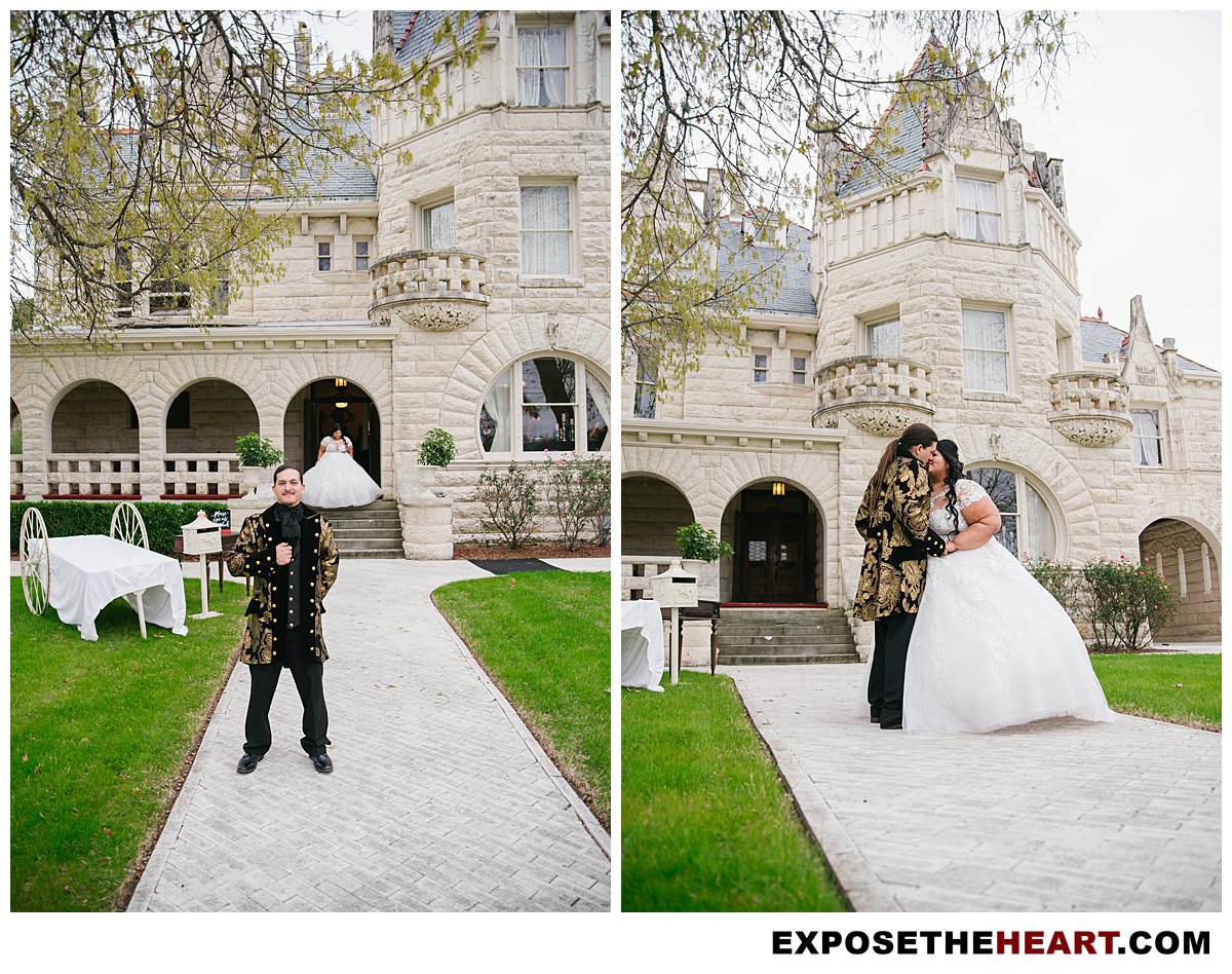 Bride and Groom at The Lambermont Mansion outdoor wedding venue in San Antonio