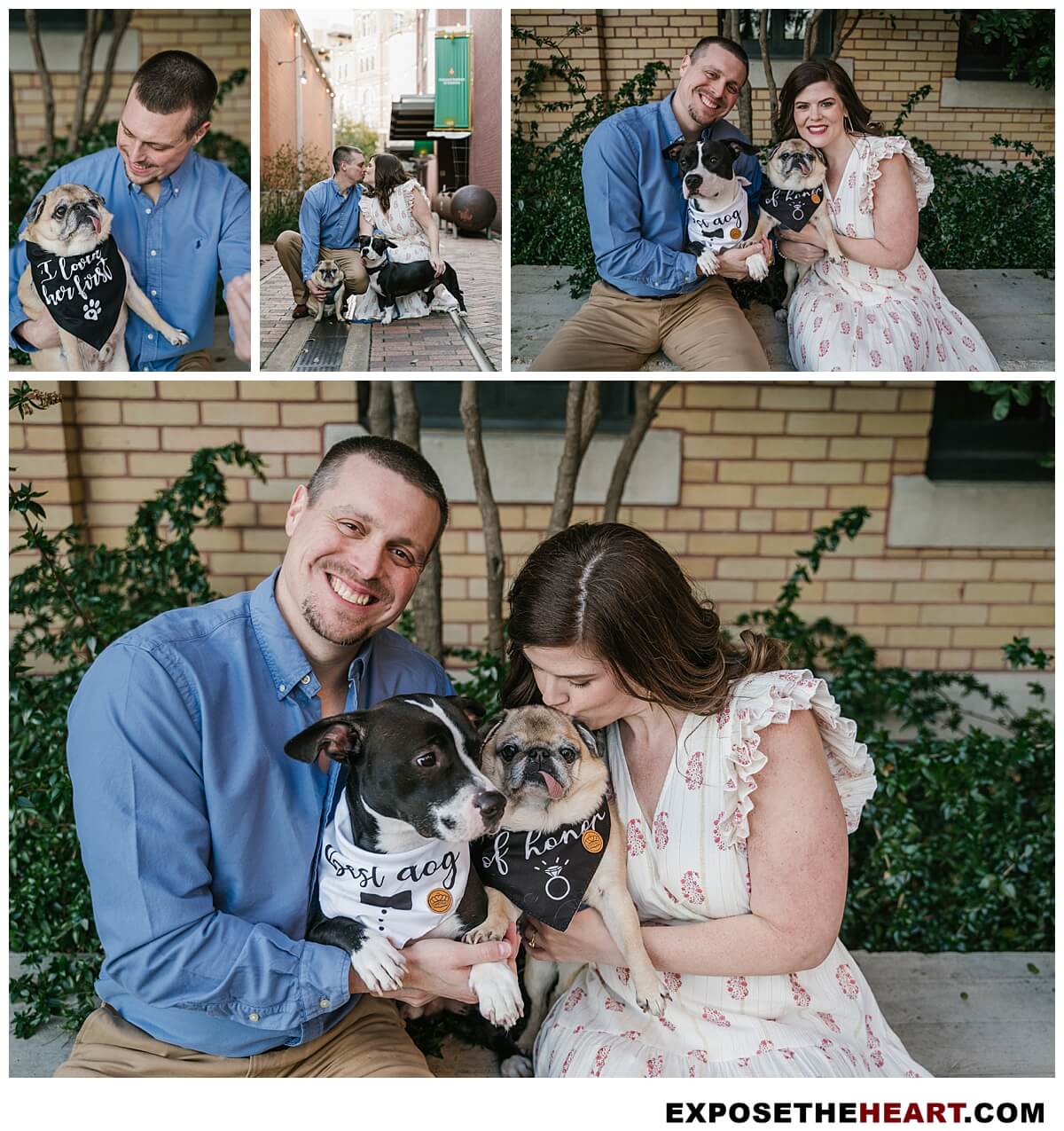 San Antonio engagement photography with sentimental dog bandana details